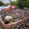 People march in San Juan on July 25, 2019, one day after the resignation of Puerto Rico Governor Ricardo Rossello.