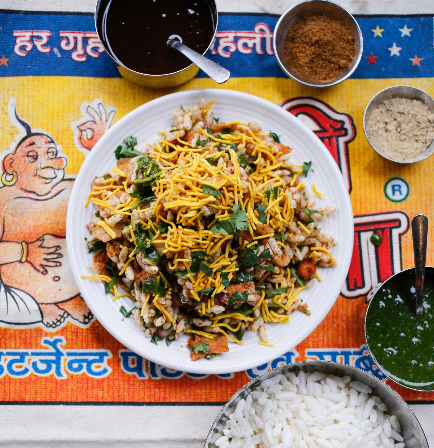 Bhel Puri with Ingredients - Molly Milroy
