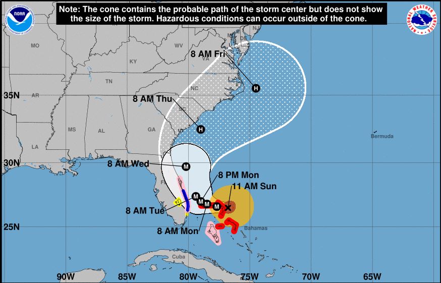 hurricane dorian projected path 9.1 11am