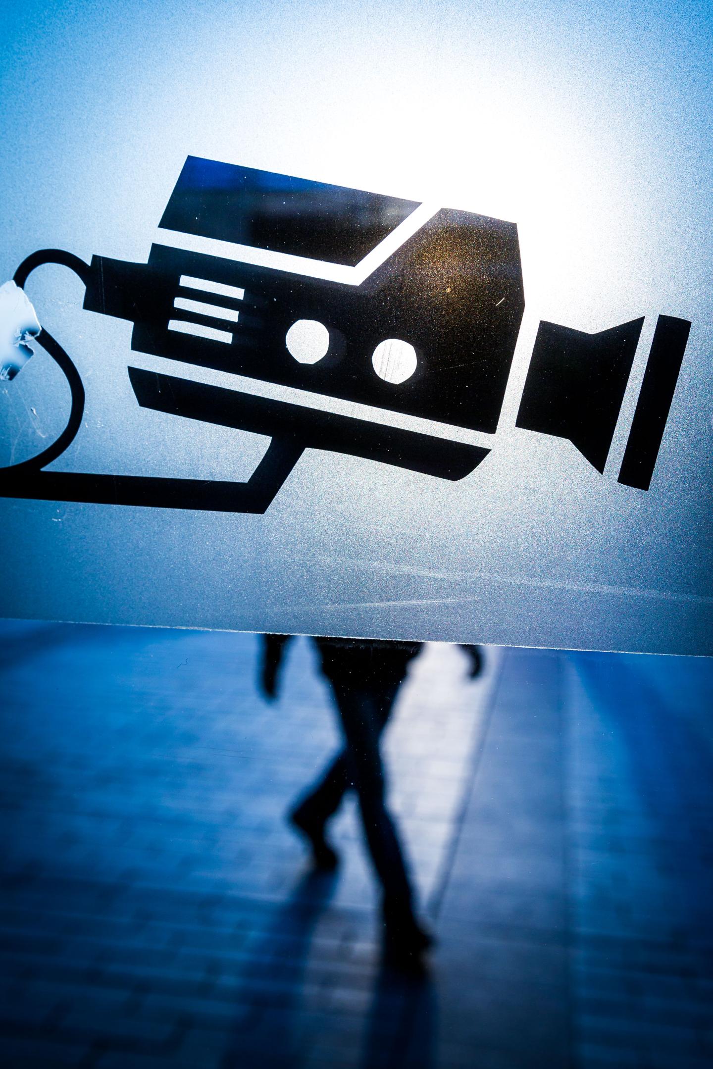 A sign to make people aware of surveillance measures at Berlin's Südkreuz train station.