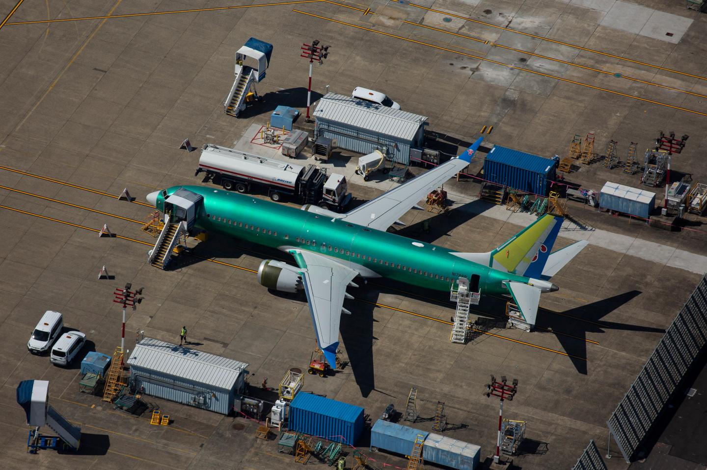 RENTON, WA - AUGUST 13: A Boeing 737 MAX airplane is seen parked at a Boeing facility on August 13, 2019 in Renton, Washington. (Photo by David Ryder/Getty Images)