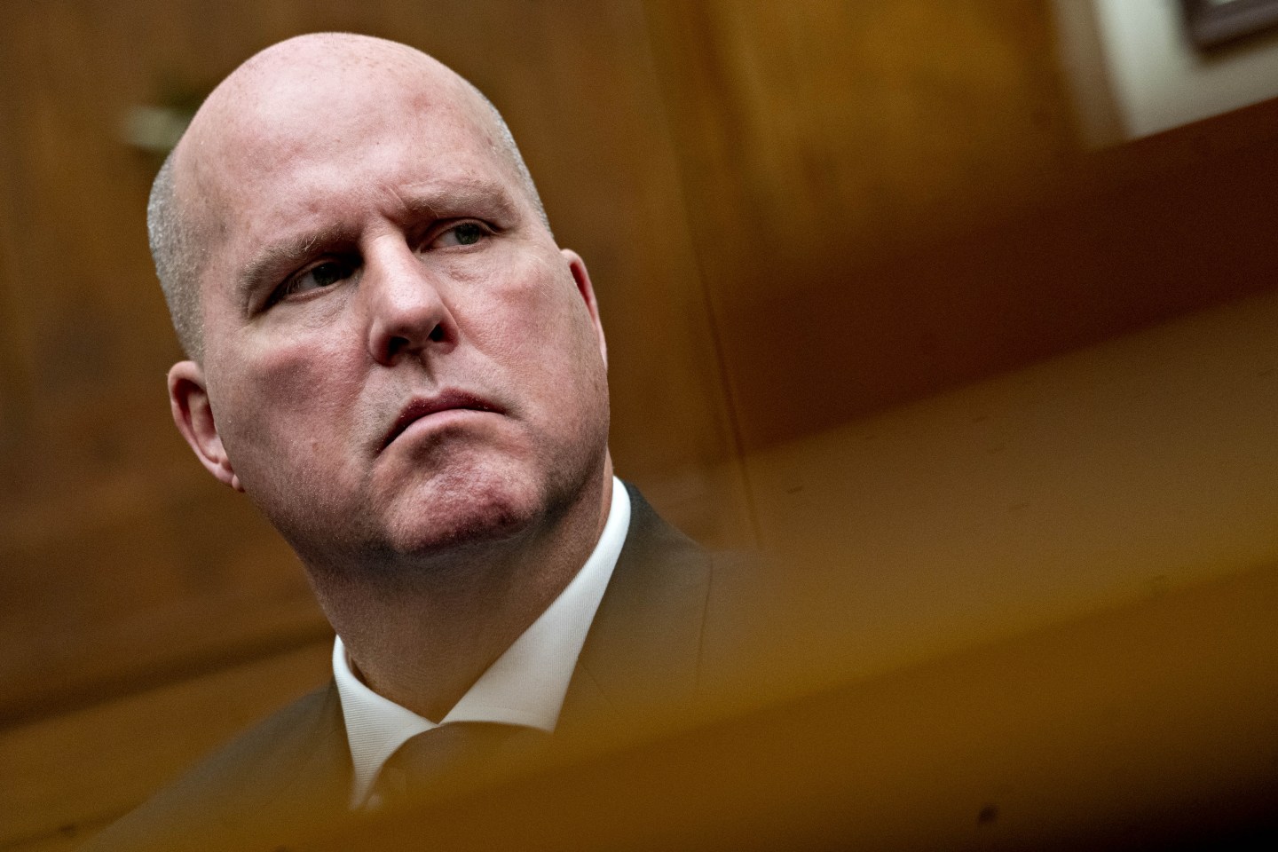 Edward Pierson, a former manager on the Boeing Co. 737 Max production line, listens during a House Transportation and Infrastructure Committee hearing on the Boeing 737 Max aircraft in Washington, D.C., U.S., on Wednesday, Dec. 11, 2019. Pierson warned senior Boeing colleagues in 2018 about what he said were overworked employees and repeated quality issues in building the newest model of 737s. Photographer: Andrew Harrer/Bloomberg via Getty Images