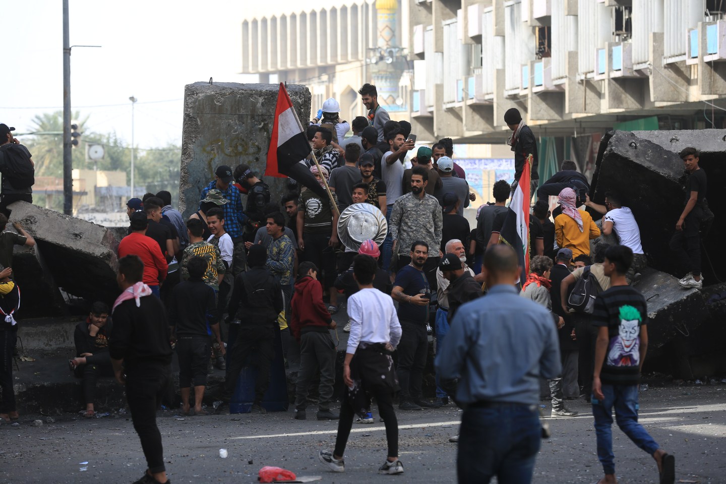 Demonstrators gather at Al-Khulani Square for an anti-government protest in Baghdad, Iraq on March 06, 2020. Chronic electricity shortages and daily blackouts have been the main grievance of the hundreds of thousands of protesters who stormed the streets in recent months.
