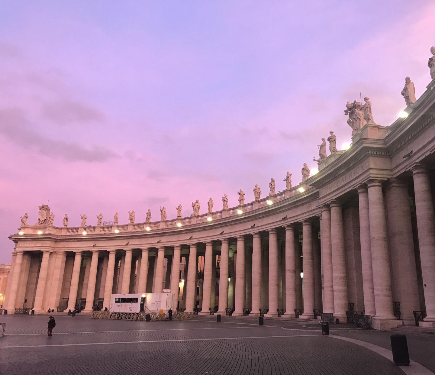 Bernini's massive colonnade that serves as the northwest boundary of St. Peter's Square.