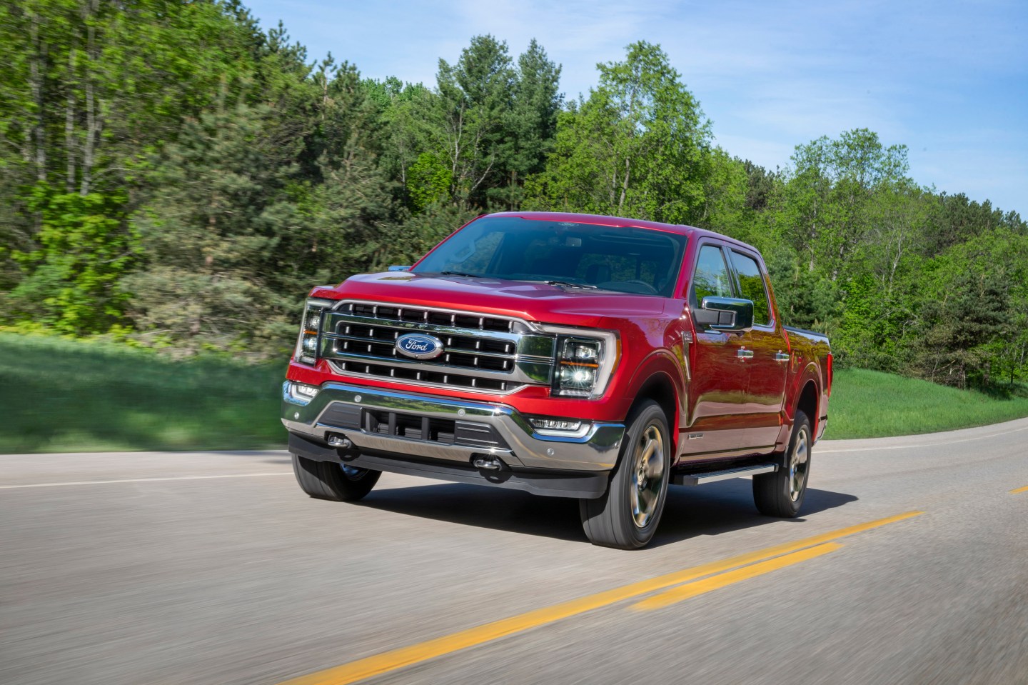 All-new F-150 Lariat in Rapid Red Metallic Tinted Clearcoat.