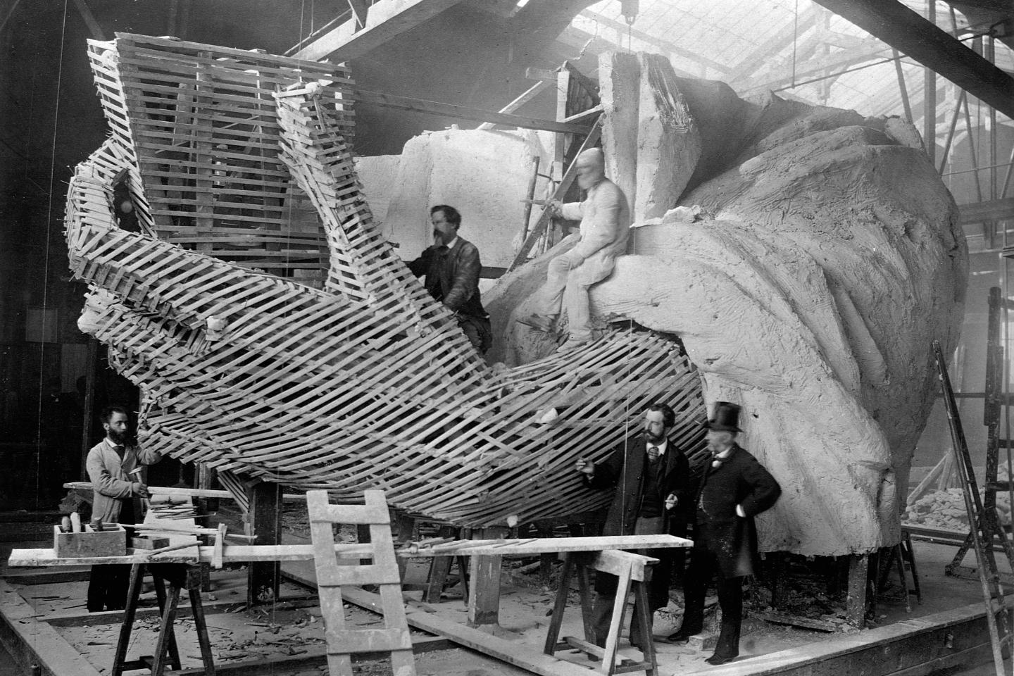  Bartholdi's Parisian warehouse construct a full scale model of the Statue of Liberty's left hand