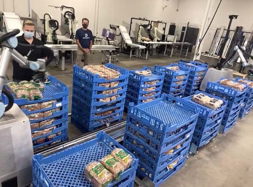 Dexterity demonstrates how its software helps robots pick-and-place loaves of bread.