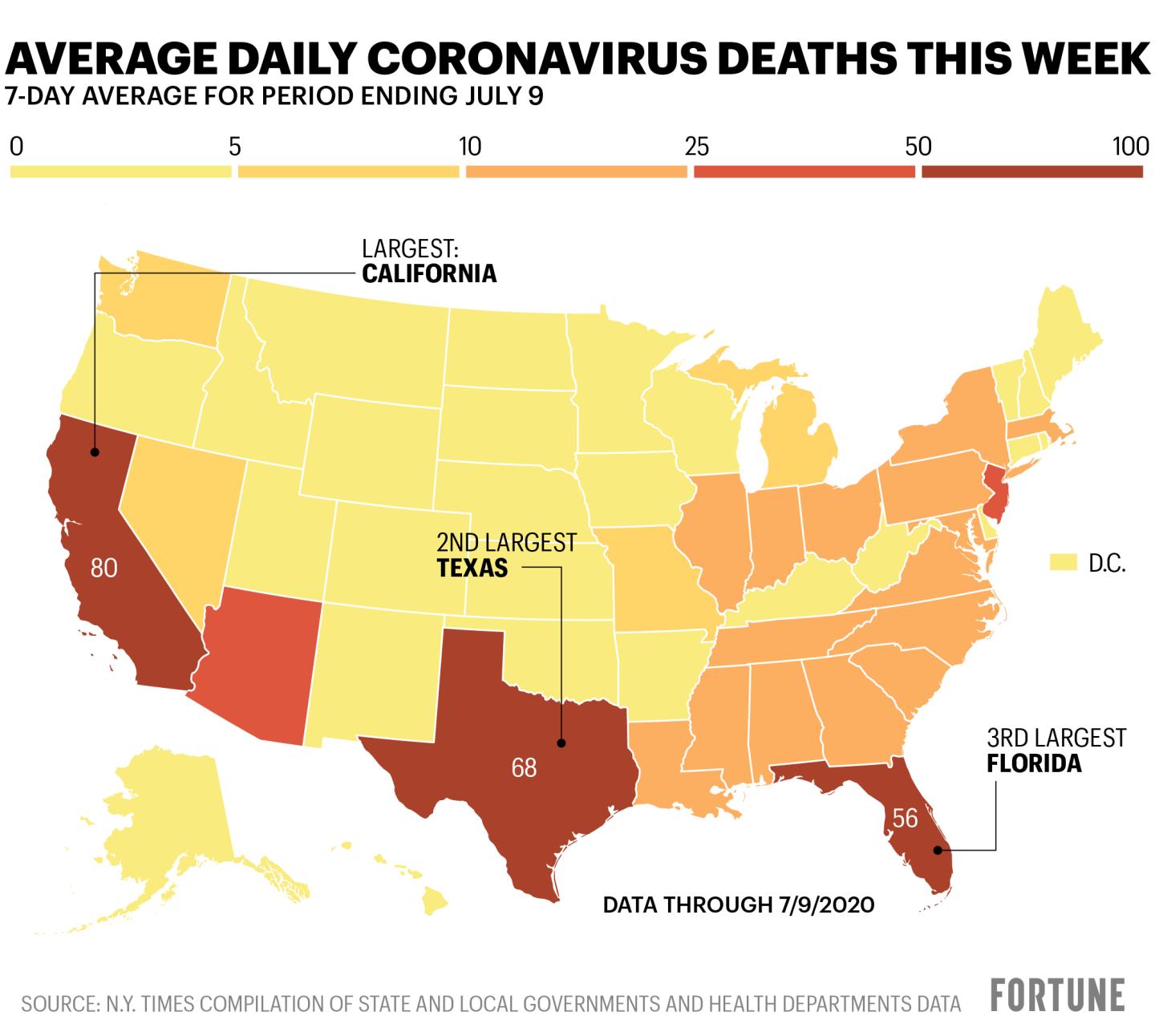 Map shows number of covid-19 deaths