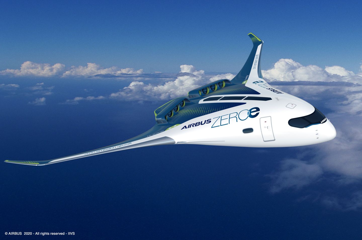 Airbus's blended-wing concept for the ZEROe hydrogen-powered aircraft, unveiled on Monday Sept. 21, 2020.