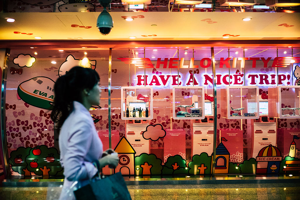 EVA Air has installed dedicated Hello Kitty kiosks at