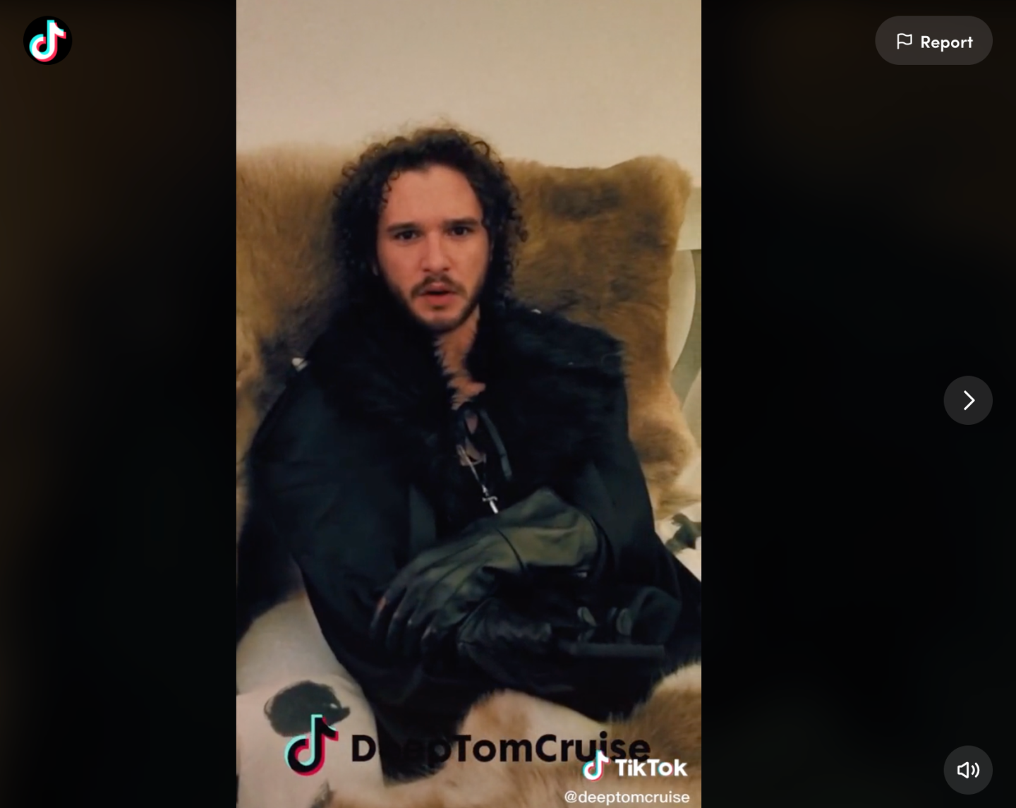 Screenshot of @deeptomcruise Jon Snow Tiktok