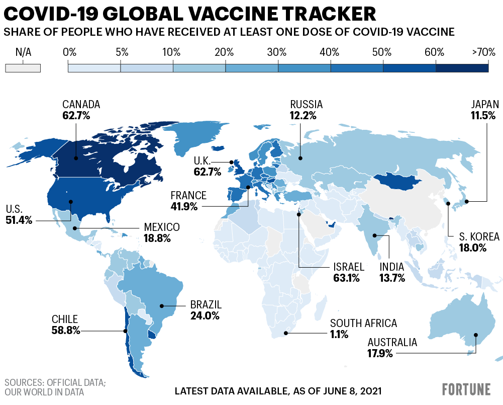COVID vaccination rate by country: World map shows how your country is ...