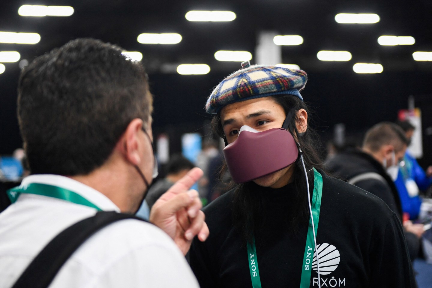 A demonstration of the AIRXOM mask for active protection from the effects of air pollution, bacteria, and viruses including COVID-19.