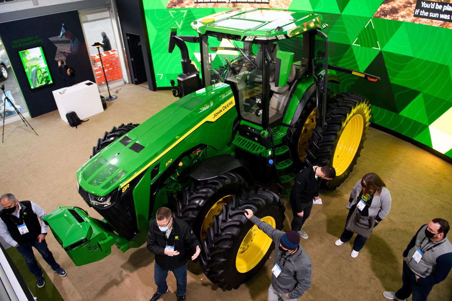 The Deer & Co.'s John <a href="https://fortune.com/company/deere/" target="_blank">Deere</a> 8R fully autonomous tractor.