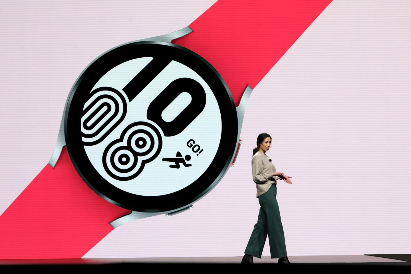 Anna Groffsky from the Samsung Electronics Inc. Future Generation Lab speaks during the Samsung keynote address.