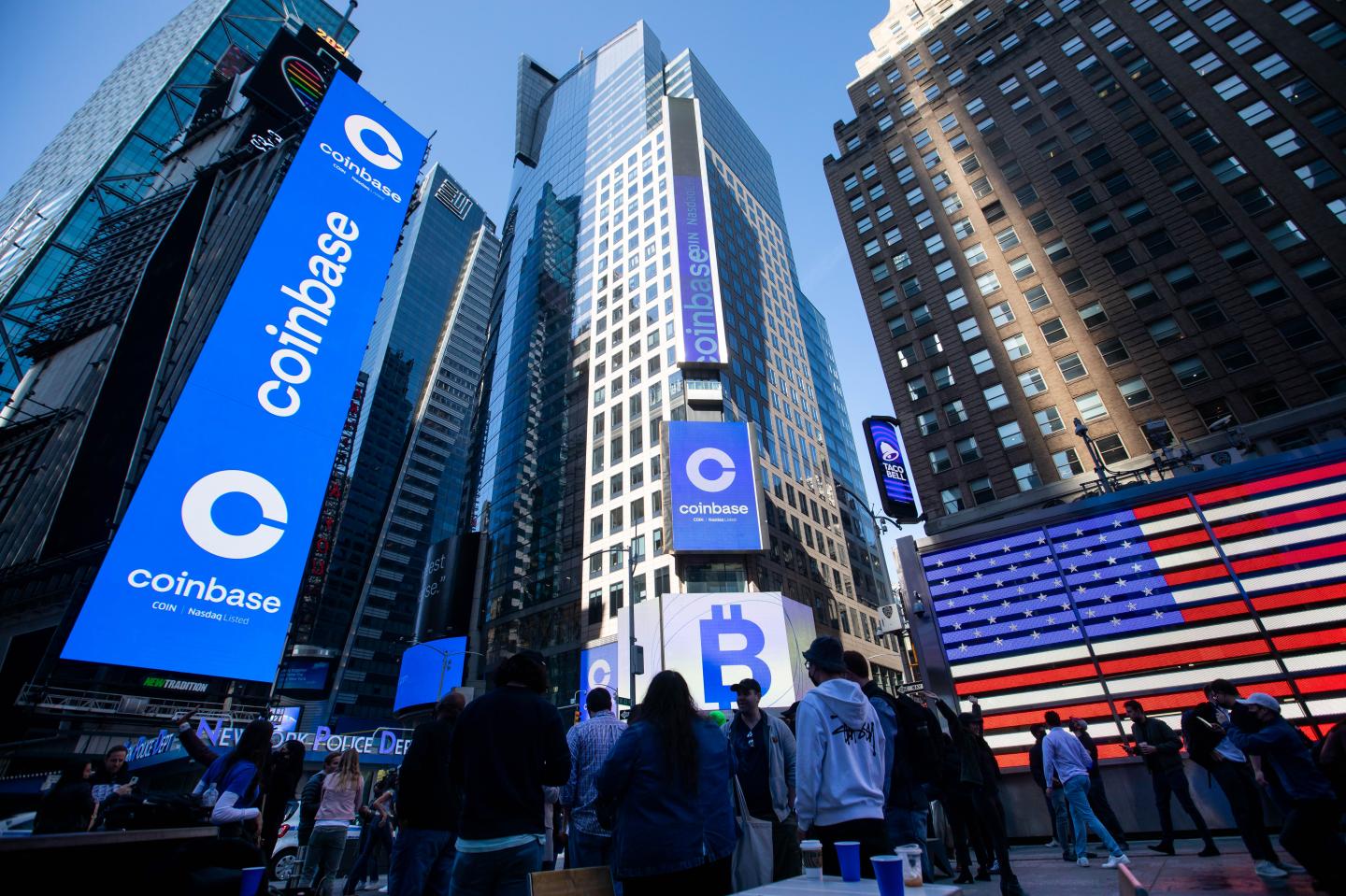 Coinbase signs in Times Square New York City