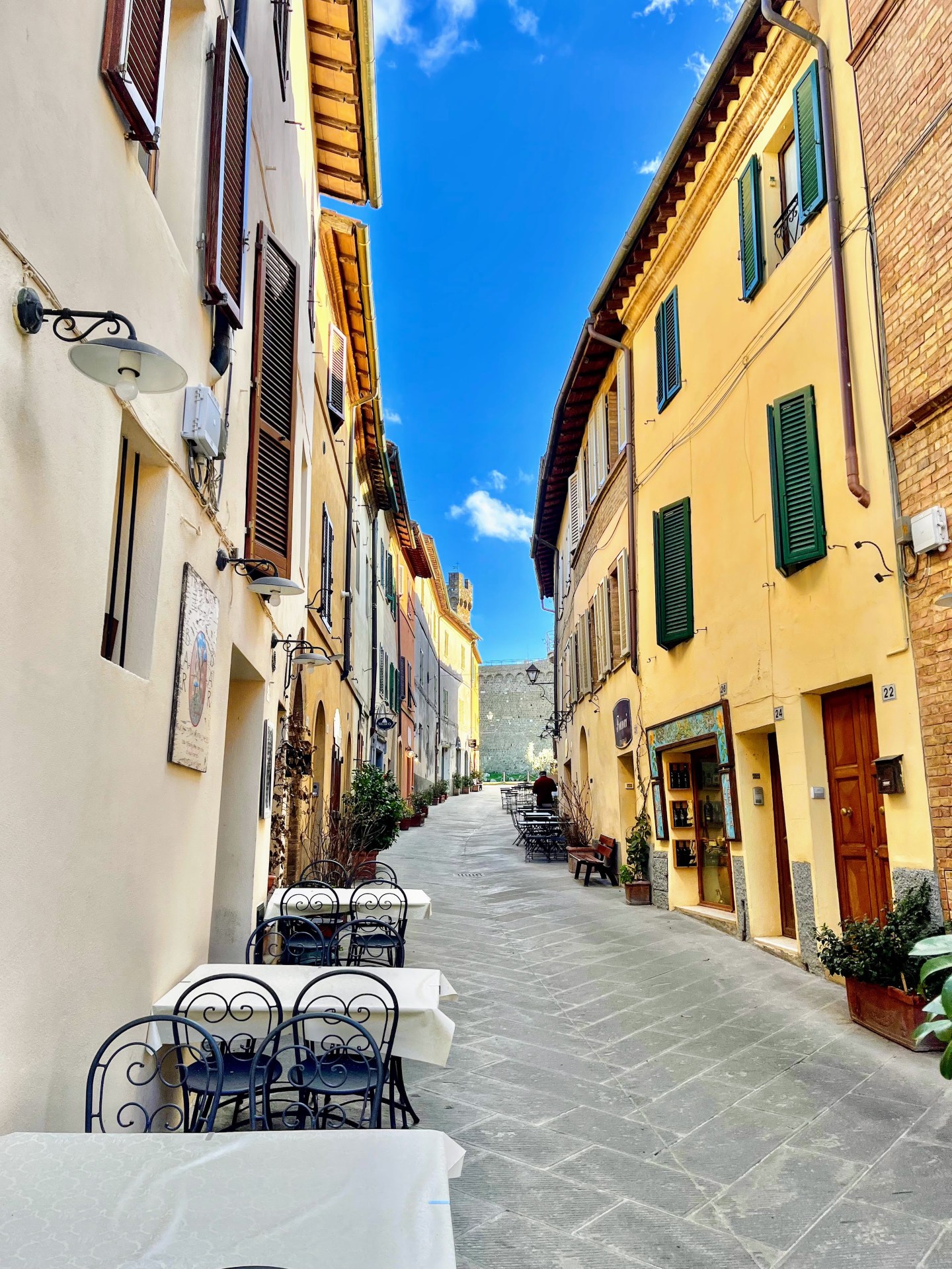 A side street in Montalcino, Tuscany, Italy