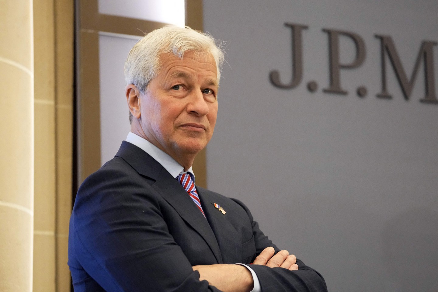 JP Morgan CEO Jamie Dimon looks on during the inauguration of the new French headquarters of US' JP Morgan bank on June 29, 2021 in Paris.