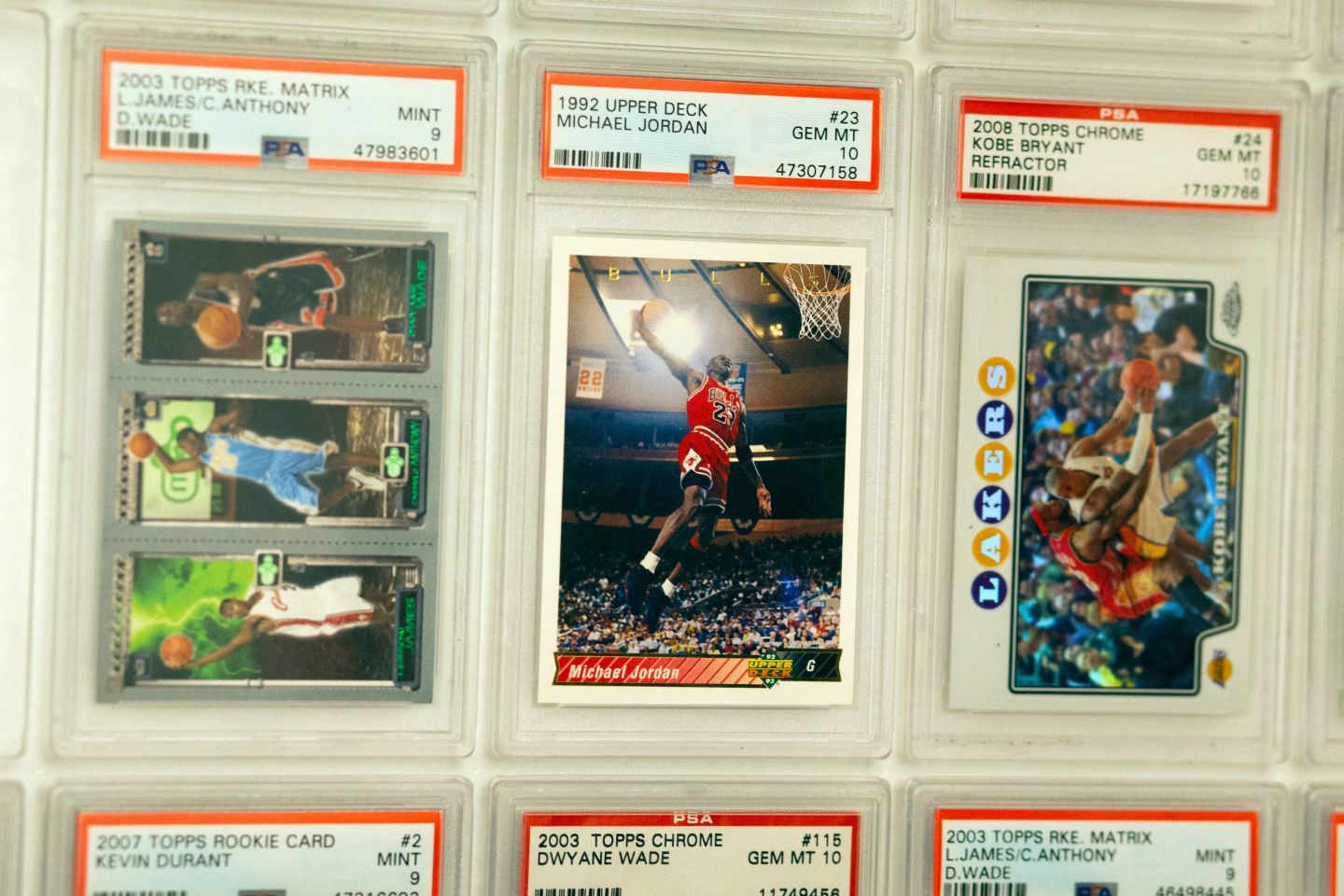 Michael Jordan cards are displayed at Bleecker Trading