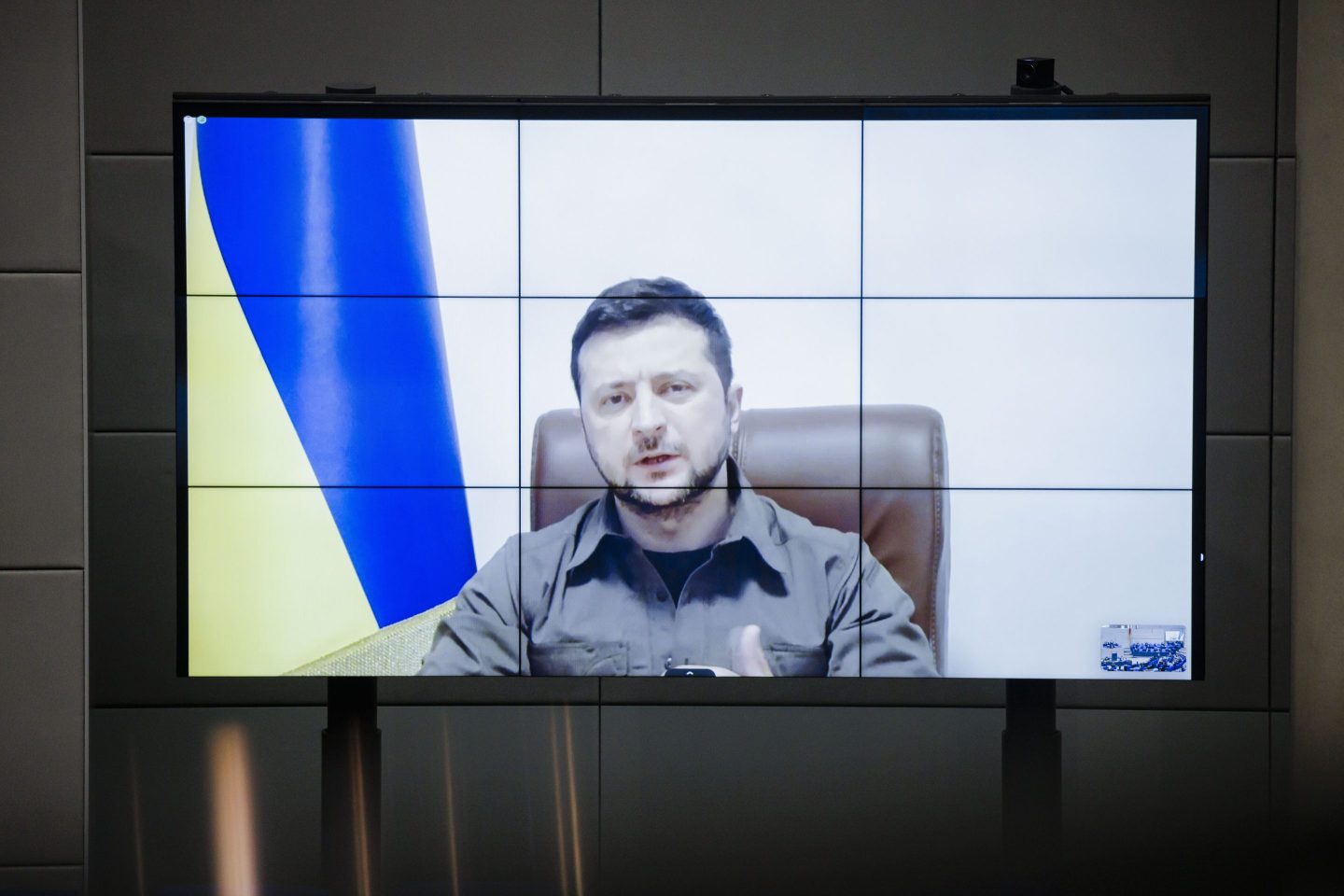 Ukrainian president Volodymyr Zelensky delivers a speech to the german parliament