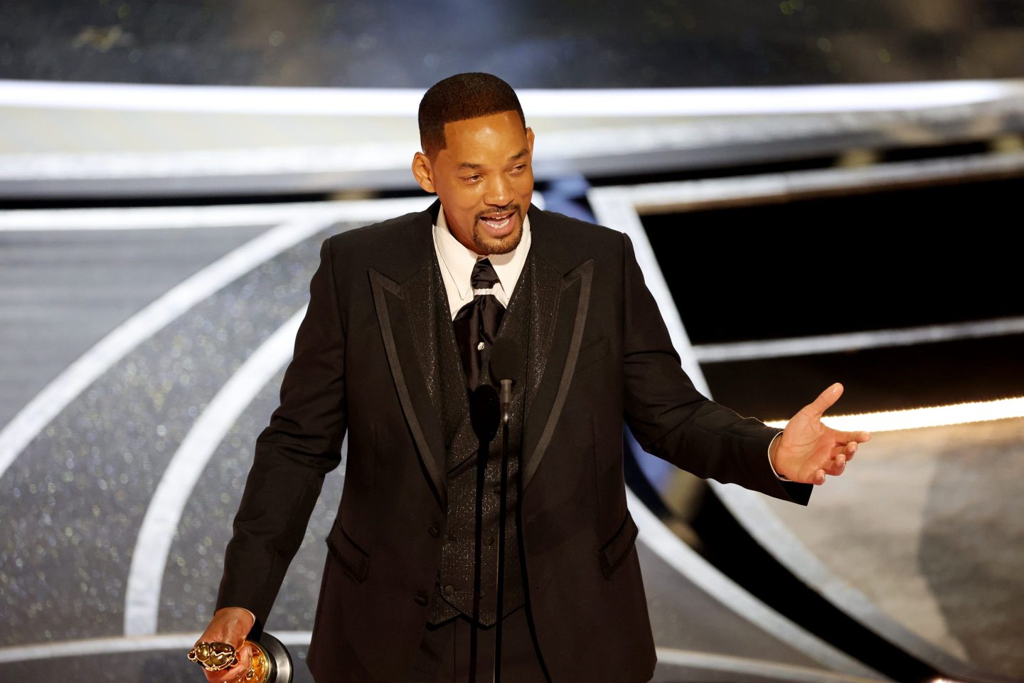 Will Smith accepts the award for Best Actor in a Leading Role for "King Richard"
