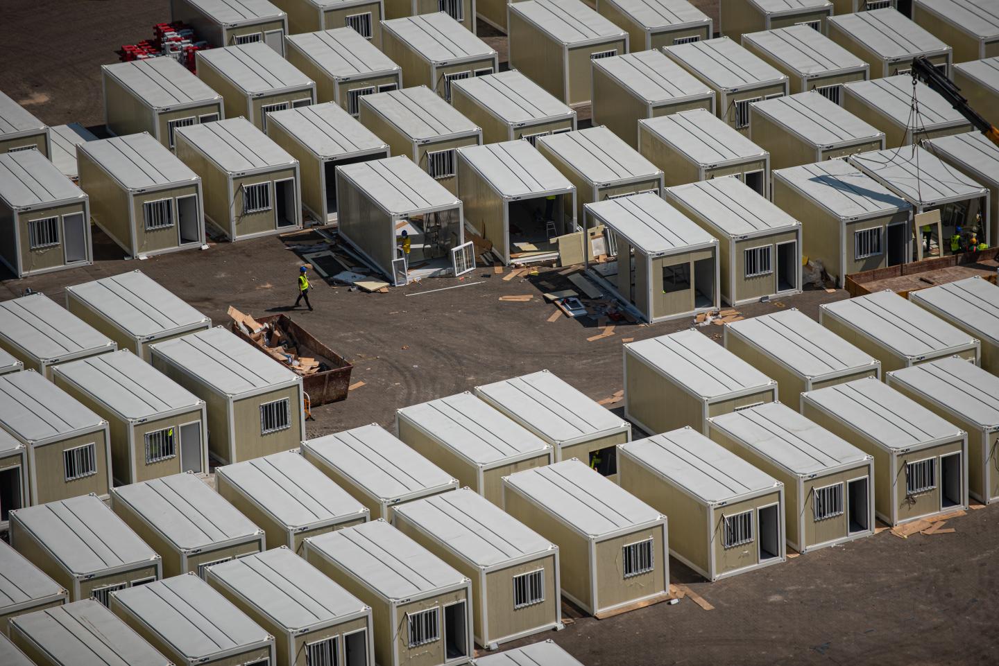 Isolation units for COVID patients under construction