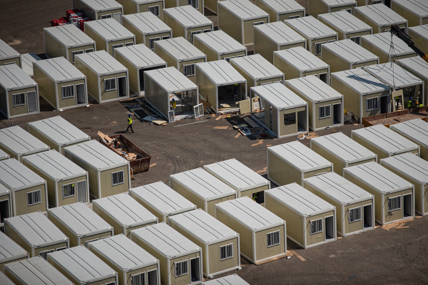 Isolation units for COVID patients under construction