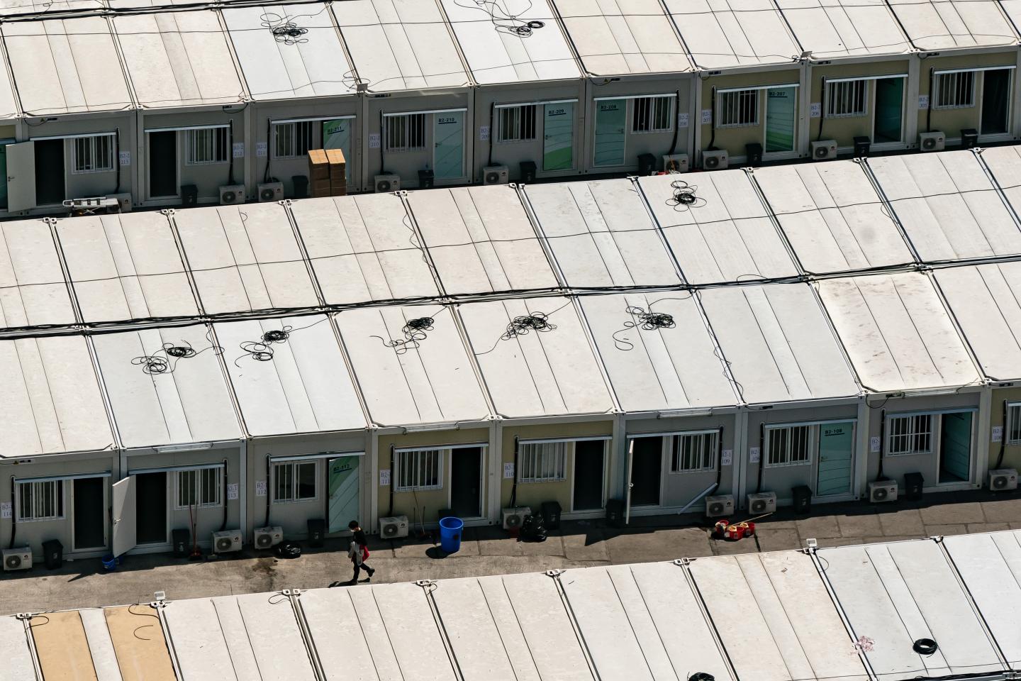 Housing units are crammed together in rows, side to side and back to back