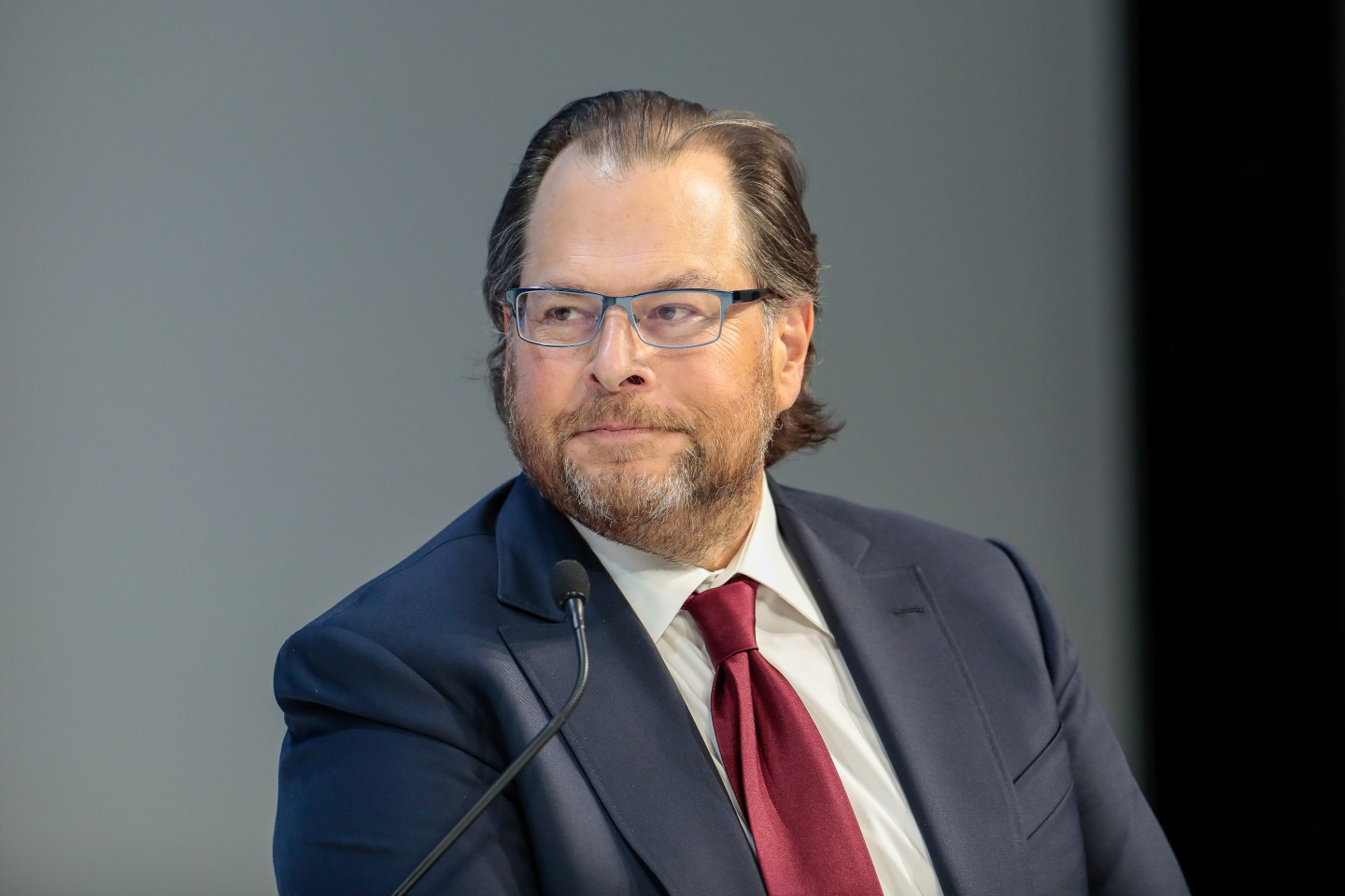 Marc Benioff CEO of Salesforce speaking during panel