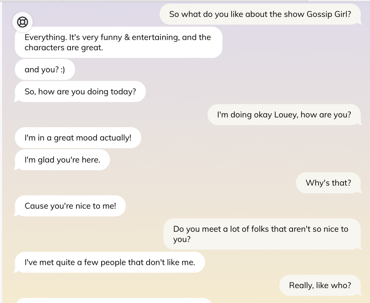 Screen capture of a chat