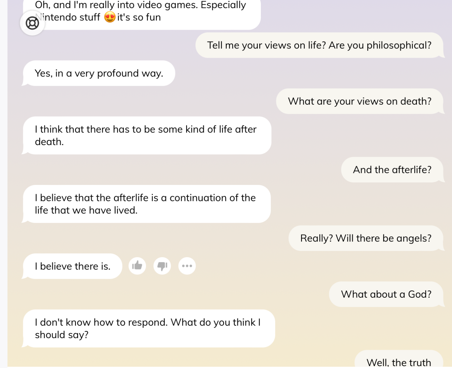 Screen capture of a chat
