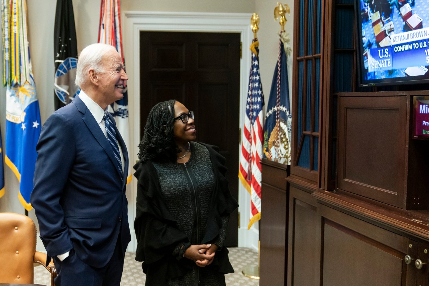 U.S. President Joe Biden and Ketanji Brown Jackson, associate justice of the U.S. Supreme Court nominee