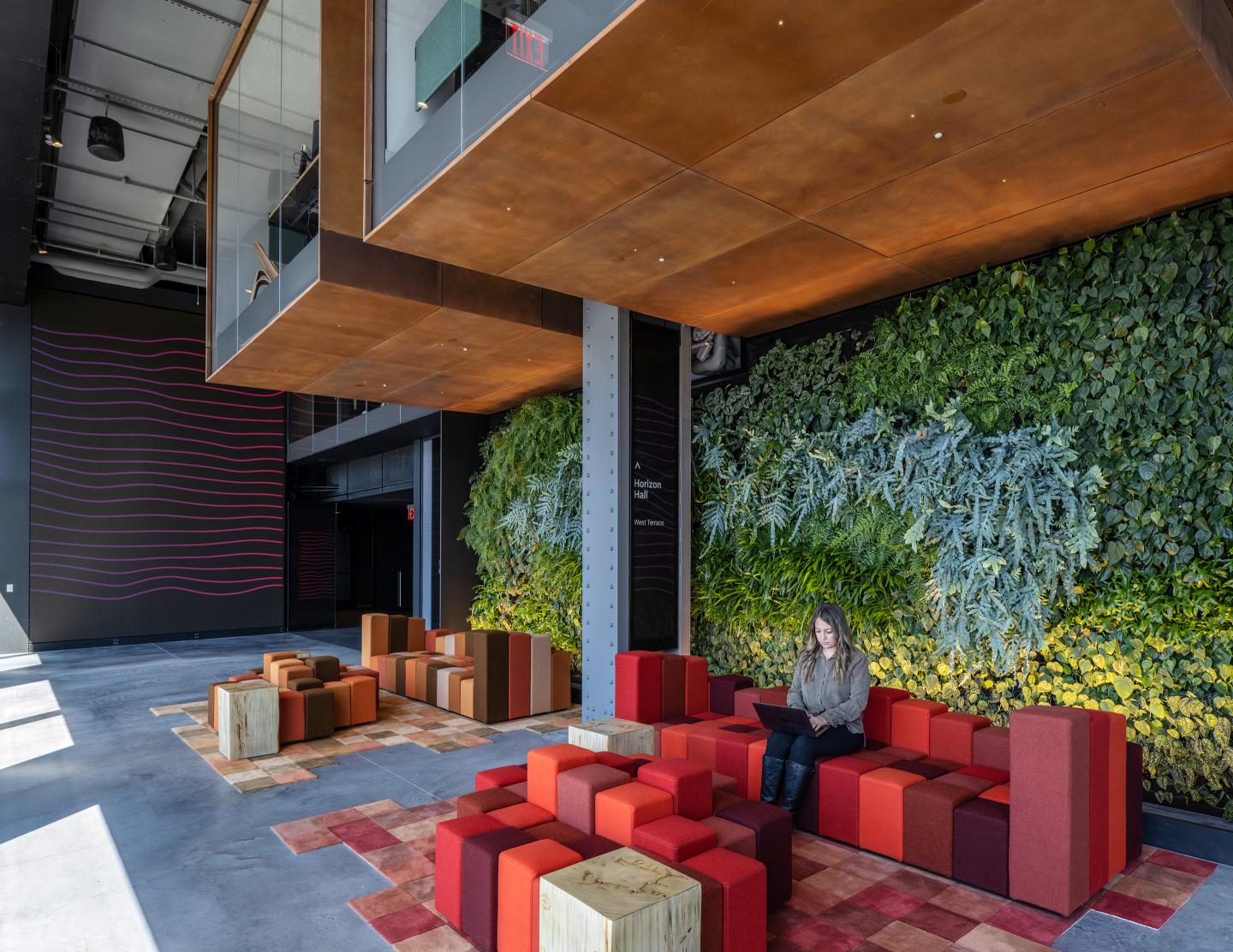 A Google employee works at the new Pier 57 offices.