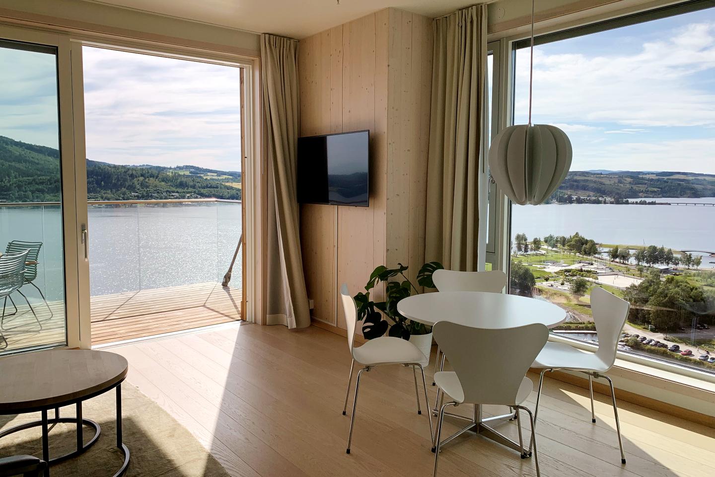 Inside an apartment at Mjøstårnet.