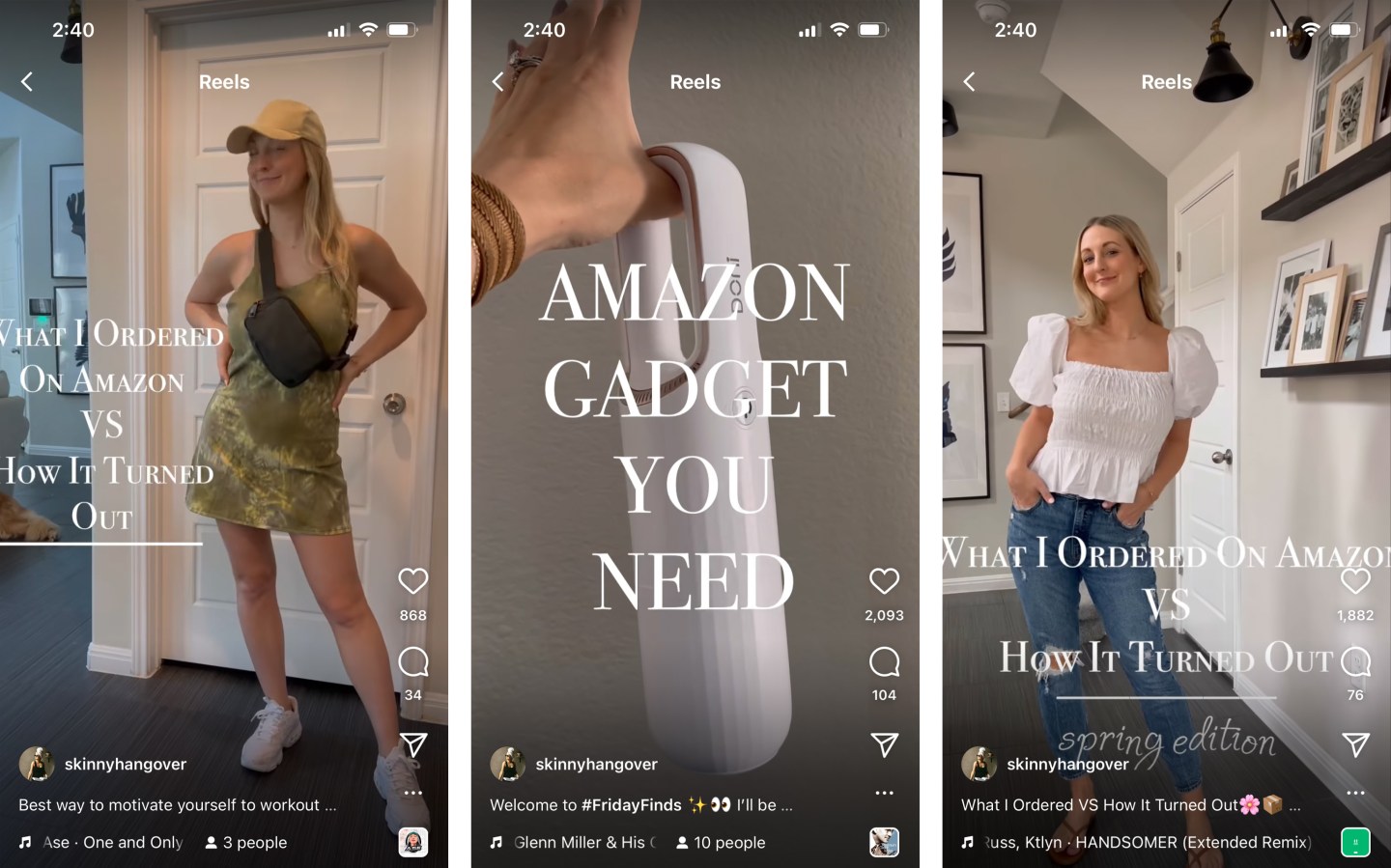 Screenshots of Ivey-Davis' <a href="https://fortune.com/company/facebook/" target="_blank">Instagram</a> reels