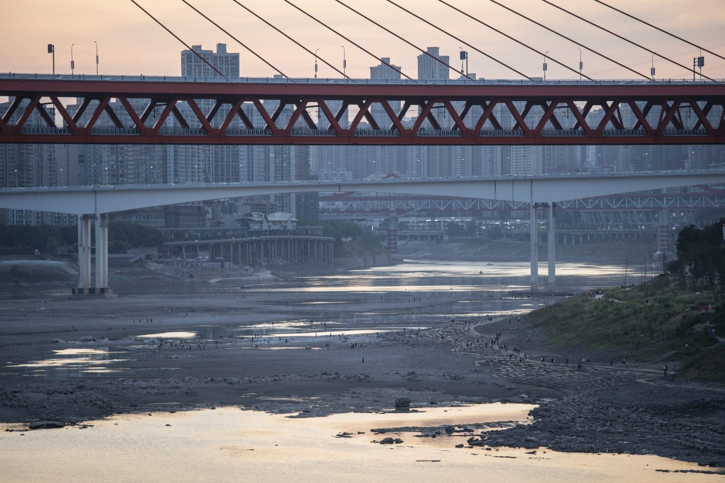 A dry Yangtze River in Chongqing, China