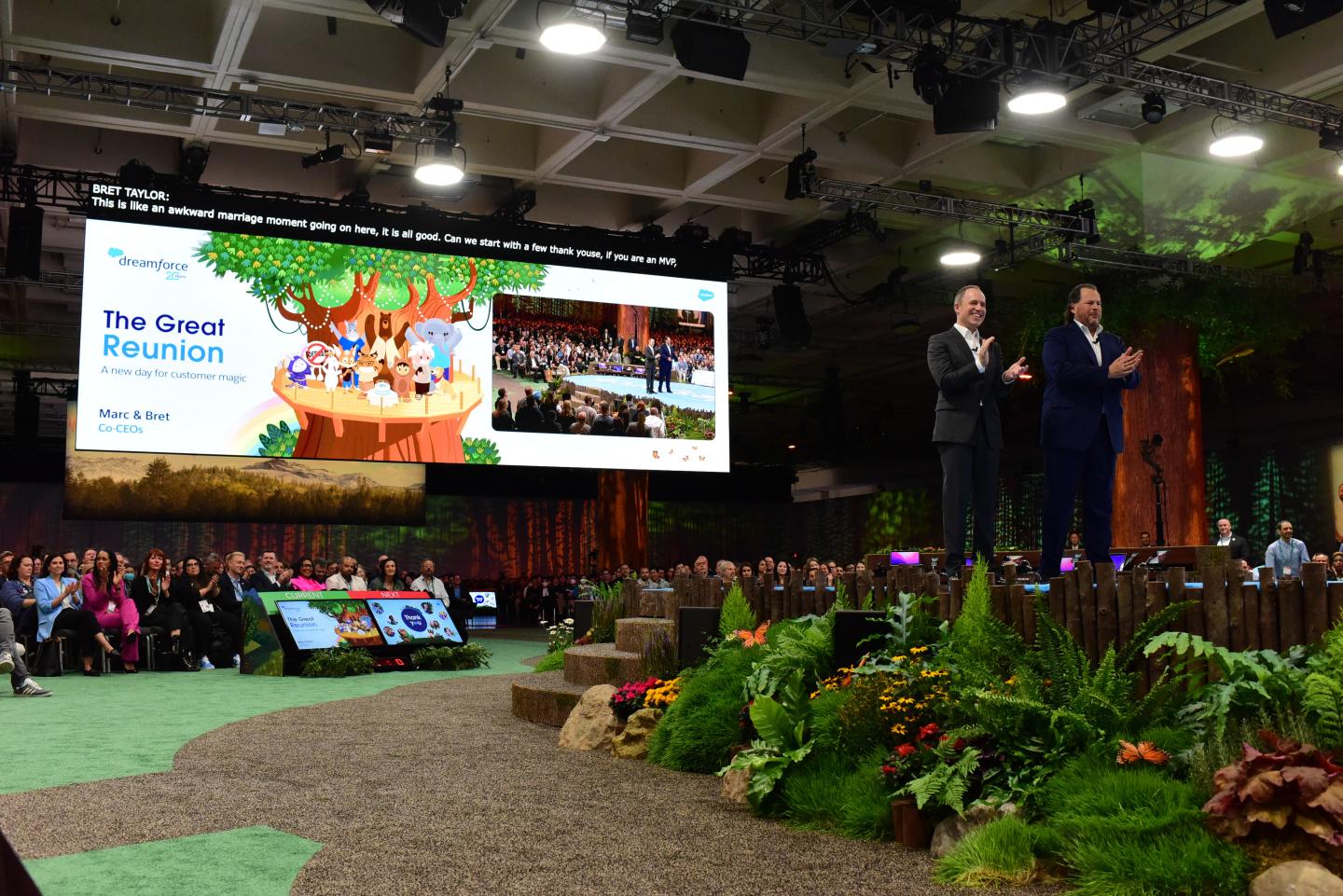 Salesforce co-CEOs Marc Benioff and Bret Taylor celebrate 