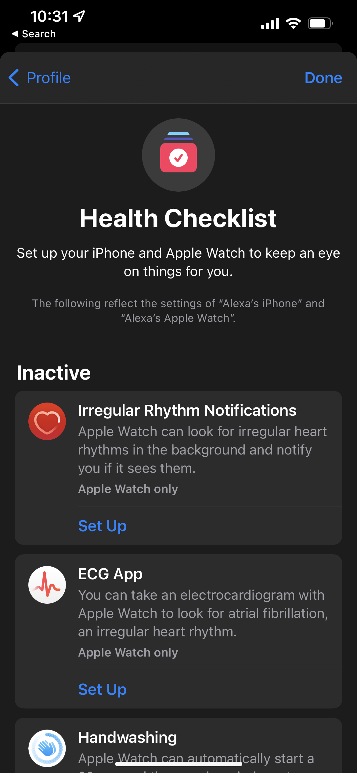health checklist