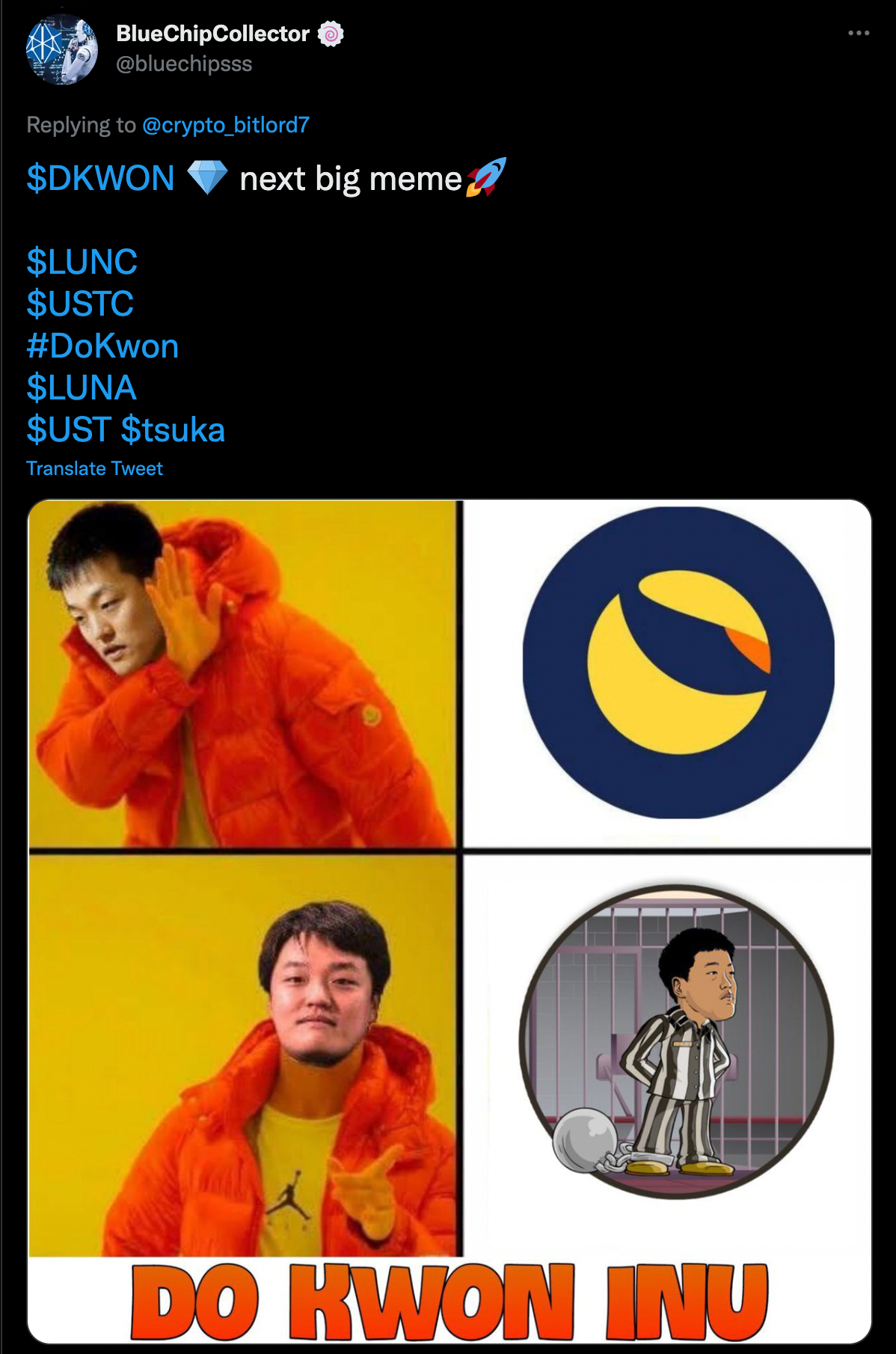 Do Kwon in the famous Drake meme.