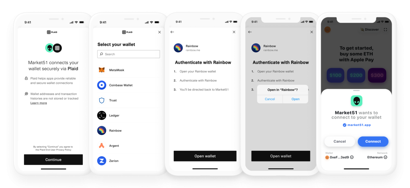 An example of Plaid's Wallet Onboard feature.