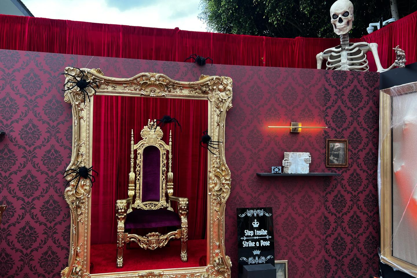 A gold and velvet throne