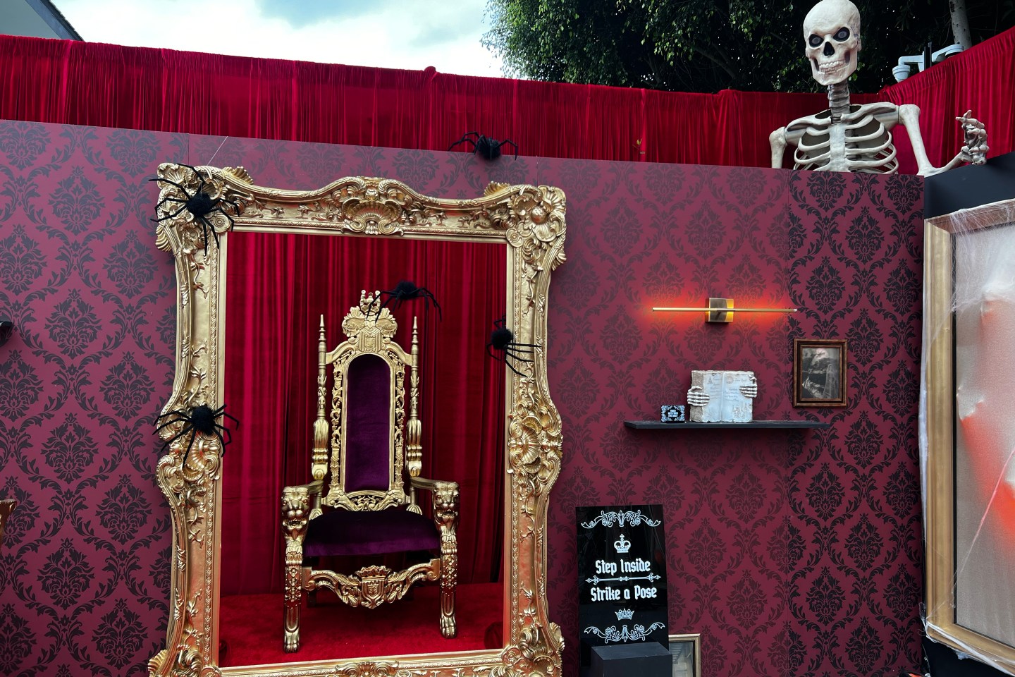 A gold and velvet throne