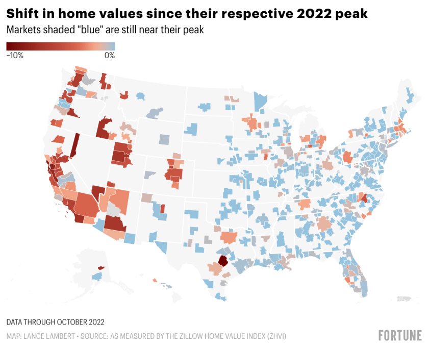 Update The home price correction in America's 400 largest housing
