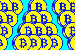 Vector illustration of a pyramid of bitcoins.