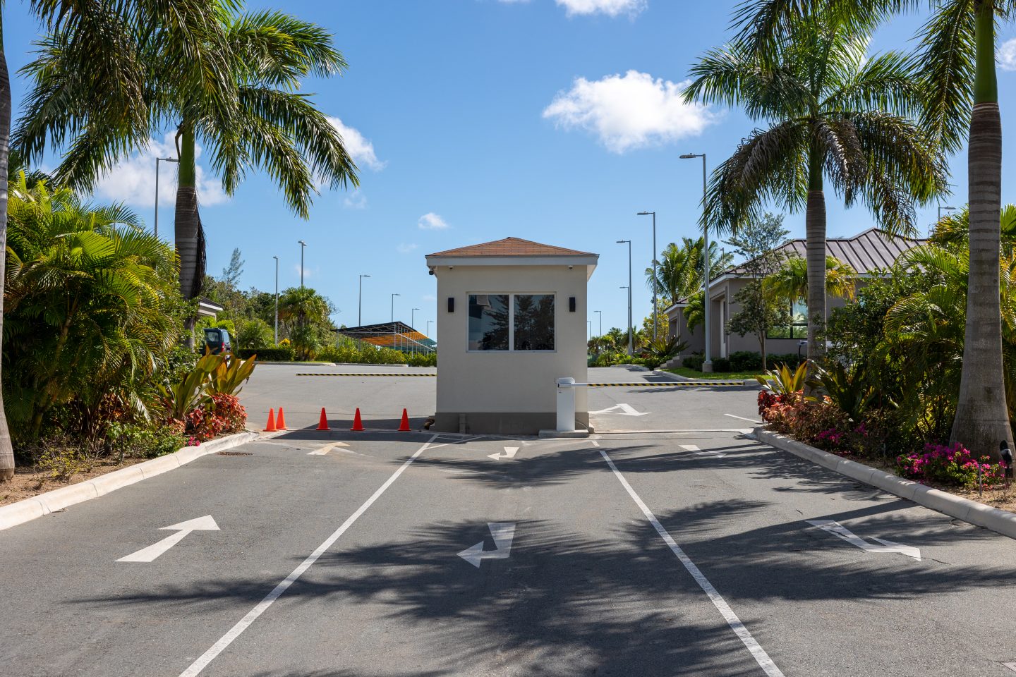 Security booth outside of FTX's abandoned corporate offices in New Providence, Bahamas.