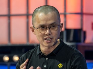 Shot of Binance founder and CEO Changpeng Zhao speaking on stage