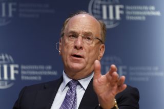 Larry Fink, chairman and chief executive officer of BlackRock, speaks during the Institute of Inteational Finance (IIF) aual membership meeting in Washington, DC, US, on Wednesday, Oct. 12, 2022.
