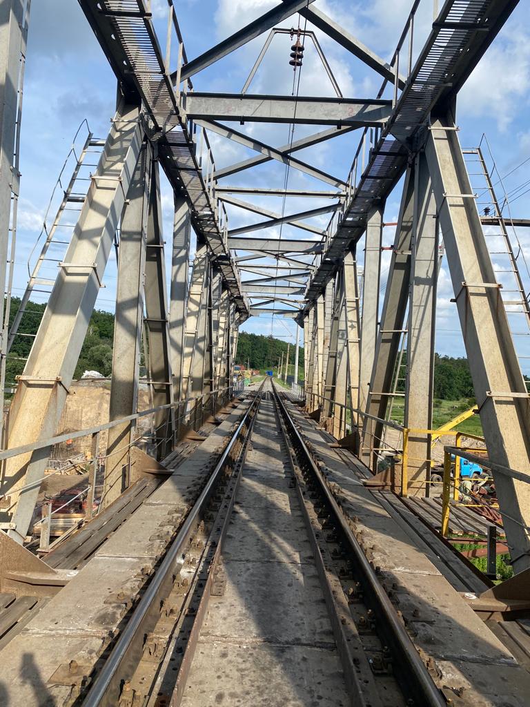 One of the 29 war-damaged bridges the national railway company has rebuilt; 69 bridges have been damaged or destroyed in the war.