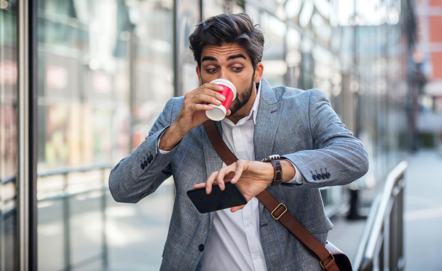 Businessman on his way to work
