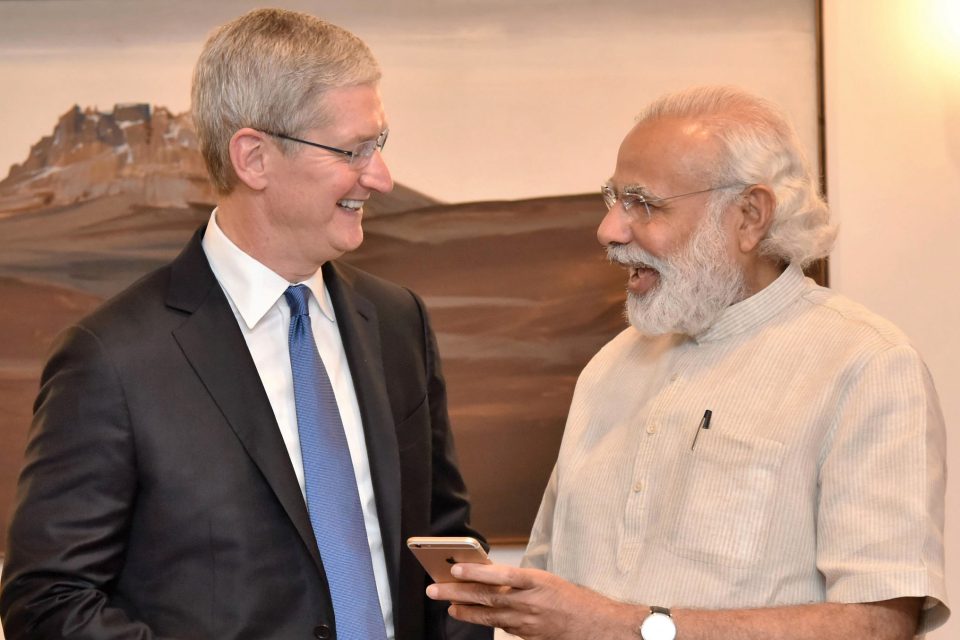 Apple CEO Tim Cook and India Prime Minister Narendra Modi.